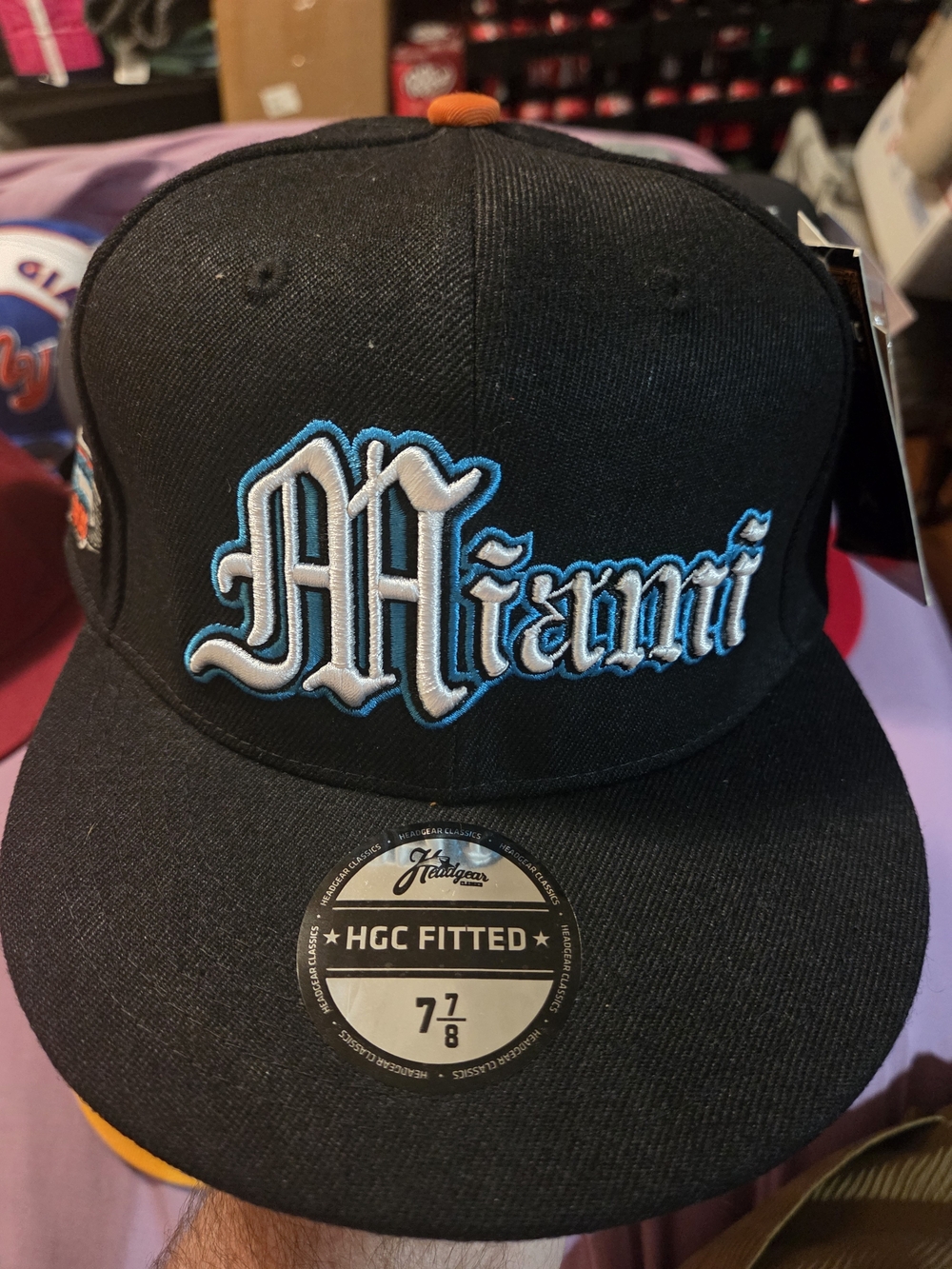 Miami Script Embroidered Black Fitted Hat